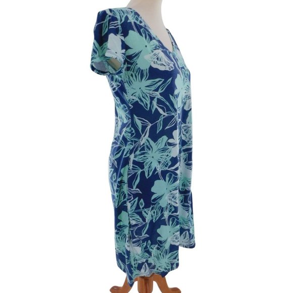 Marc New York Women's Small Dress T-Shirt Short Sleeves Blue Floral Pockets - Picture 3 of 5